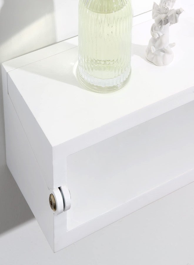 SUMGAR Floating Nightstand White Modern Bedside Table Organiser Fully Assembled Shelf Small Spaces Wall Mounted Storage Wood Furniture for Bedroom Home Decor 13 Inch Wide - Image 5